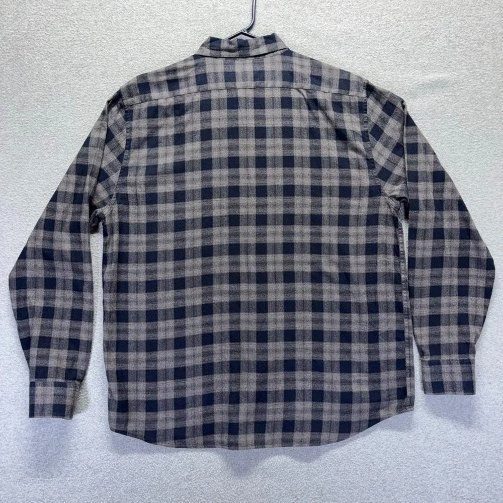 Banana Republic Shirt Mens Large Gray Plaid Button Down Flannel Untucked Fit‎